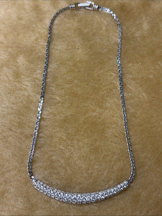 Swarovski Jewelry - Swarovski Silver Pave Curved Bar Crystal Necklace